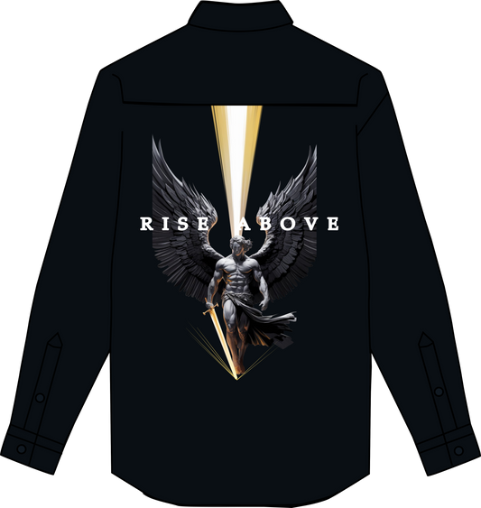 Rise Above – Premium Jet Black Cotton Twill Shirt | Premium Casual Wear