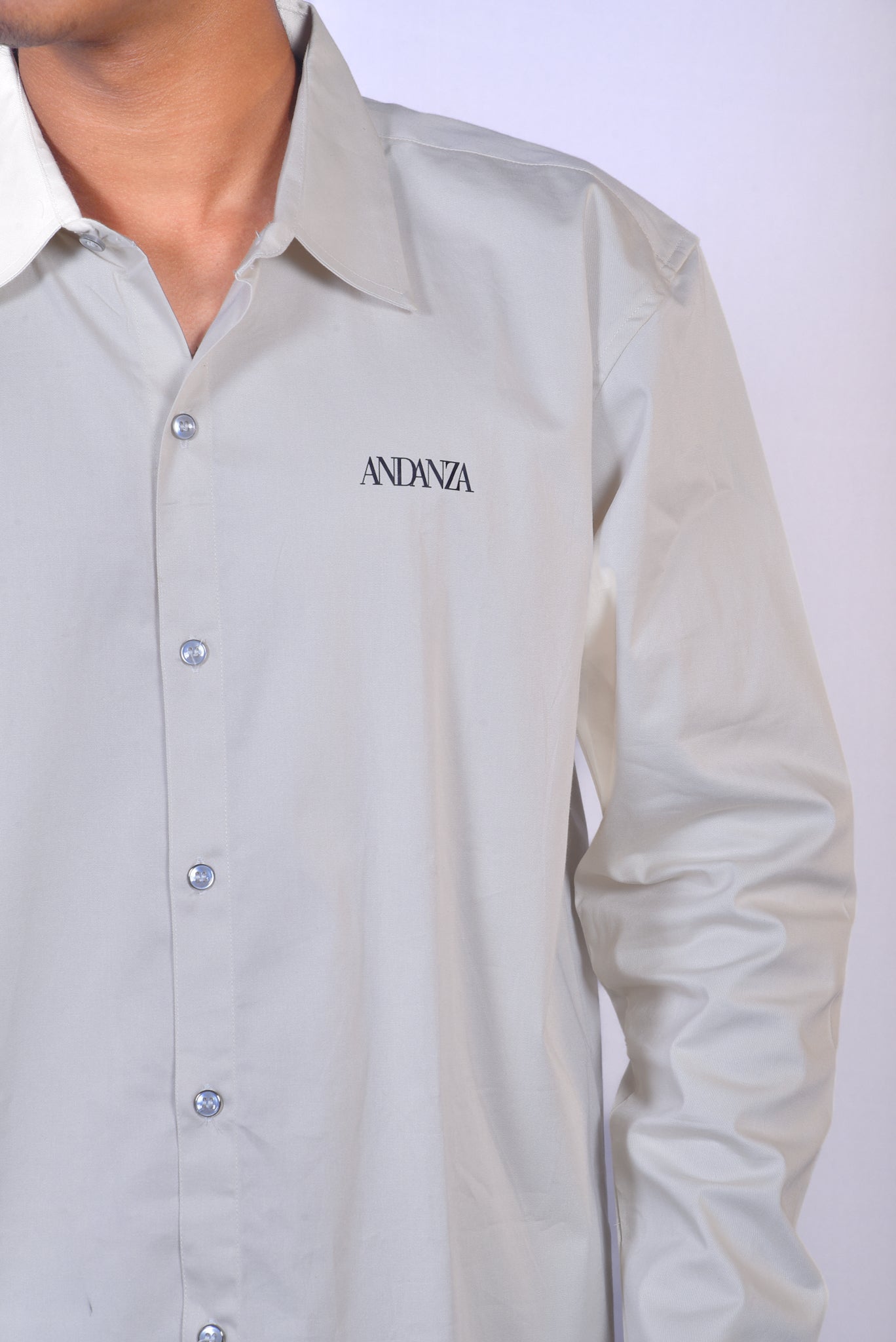 ORIGIN CODE – Light Beige Twill Cotton Shirt | Relaxed Fit Premium Casualwear – ANDANZA