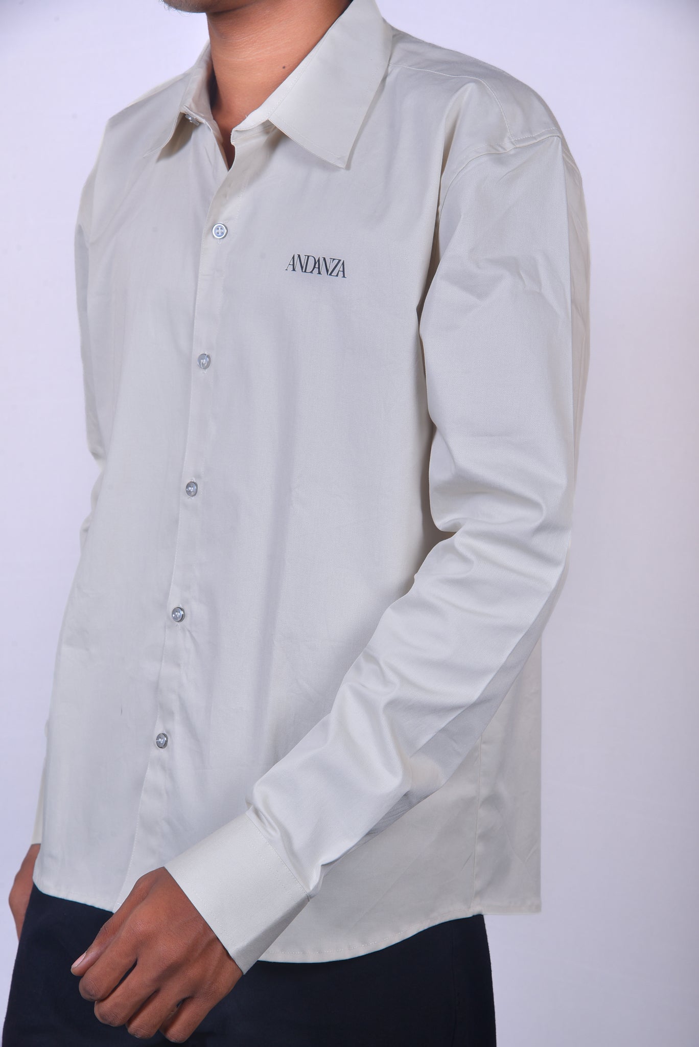 ORIGIN CODE – Light Beige Twill Cotton Shirt | Relaxed Fit Premium Casualwear – ANDANZA