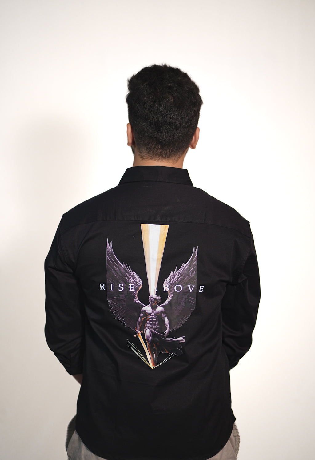 RISE ABOVE – Black Twill Cotton Shirt |  Relaxed Fit Premium Casualwear – ANDANZA