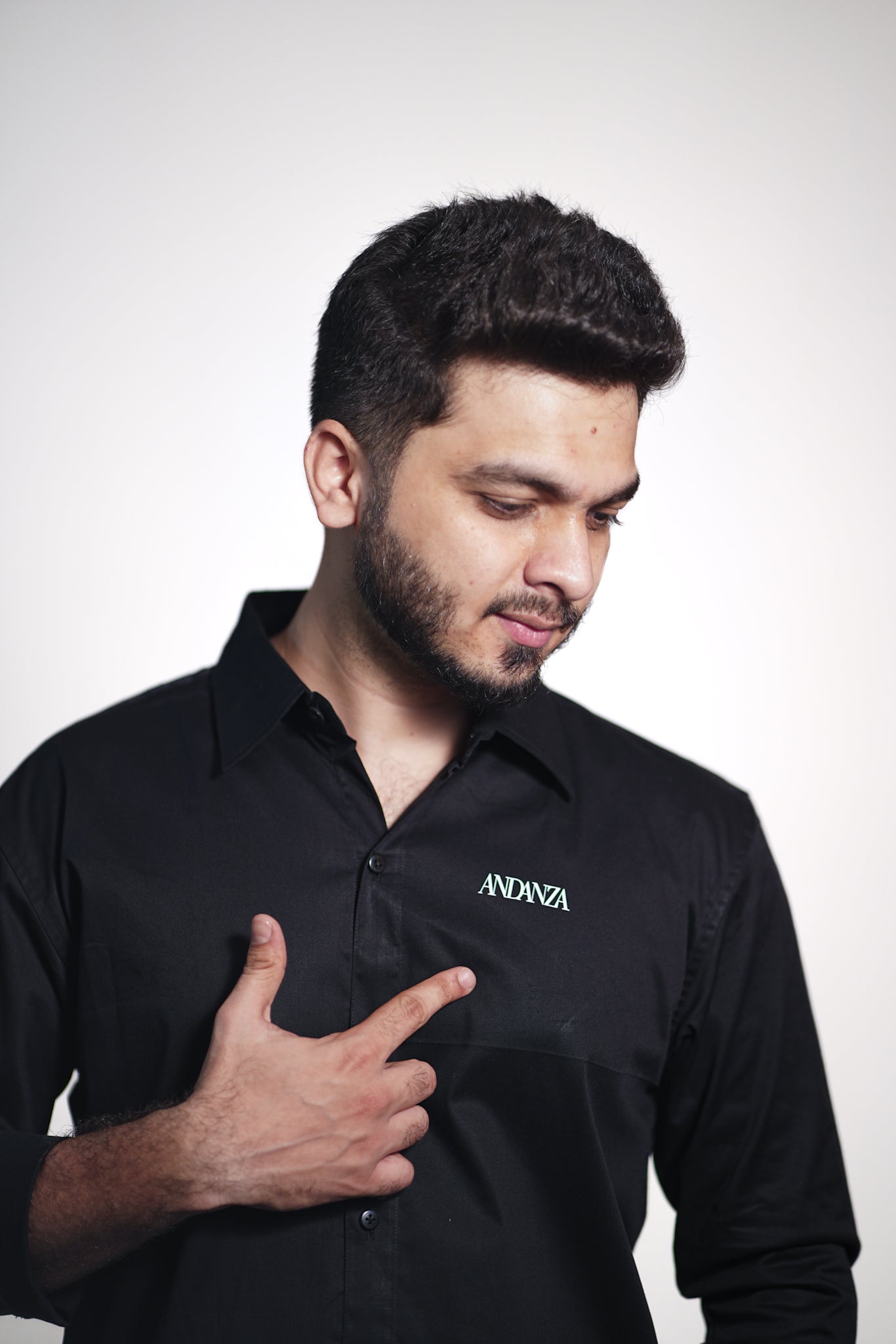 ORIGIN CODE – Black Twill Cotton Shirt | Relaxed Fit Premium Casualwear – ANDANZA