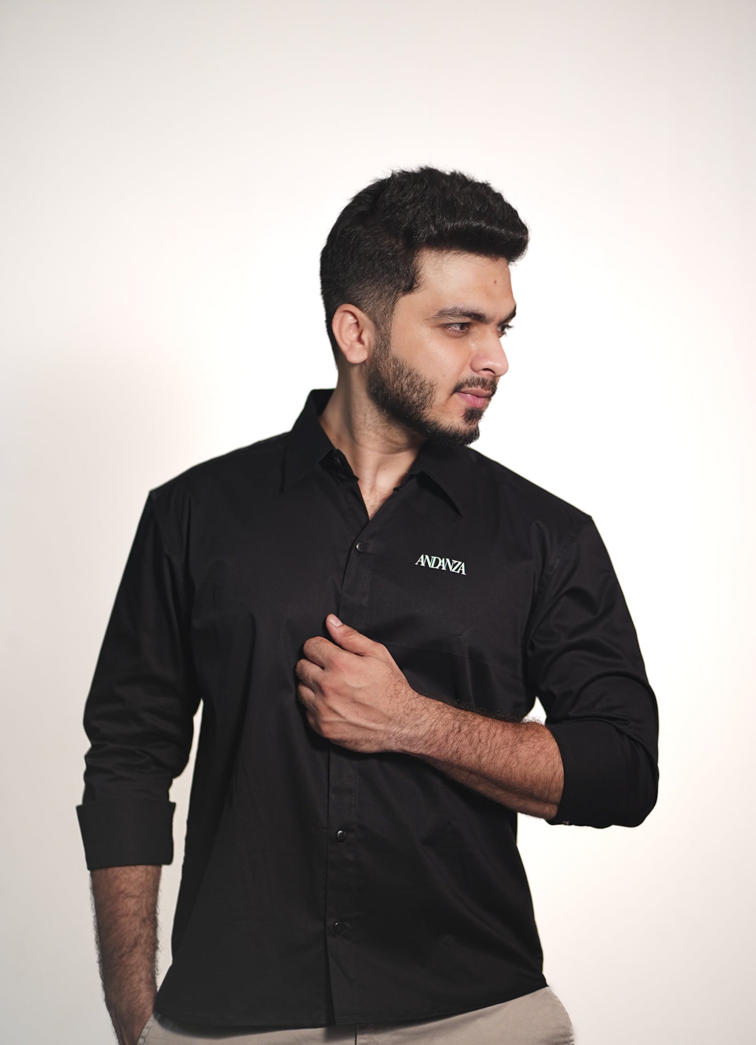 RISE ABOVE – Black Twill Cotton Shirt |  Relaxed Fit Premium Casualwear – ANDANZA