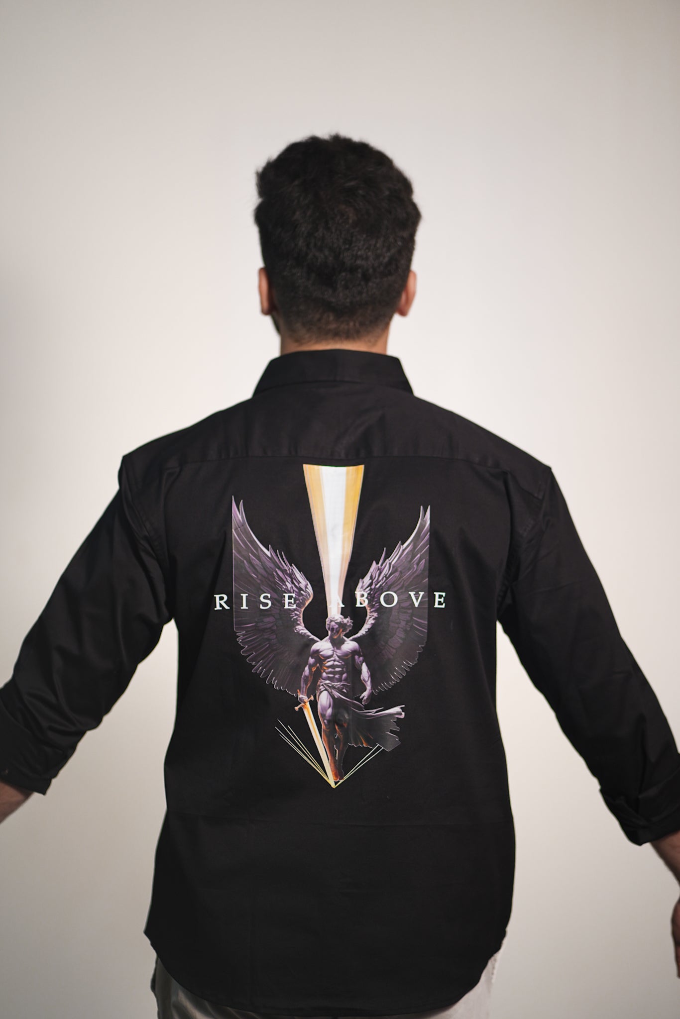 RISE ABOVE – Black Twill Cotton Shirt |  Relaxed Fit Premium Casualwear – ANDANZA