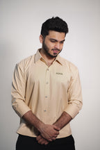 ORIGIN CODE – Beige Twill Cotton Shirt | Relaxed Fit Premium Casualwear – ANDANZA
