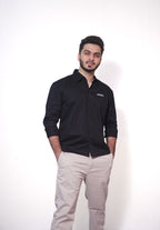 RISE ABOVE – Black Twill Cotton Shirt |  Relaxed Fit Premium Casualwear – ANDANZA