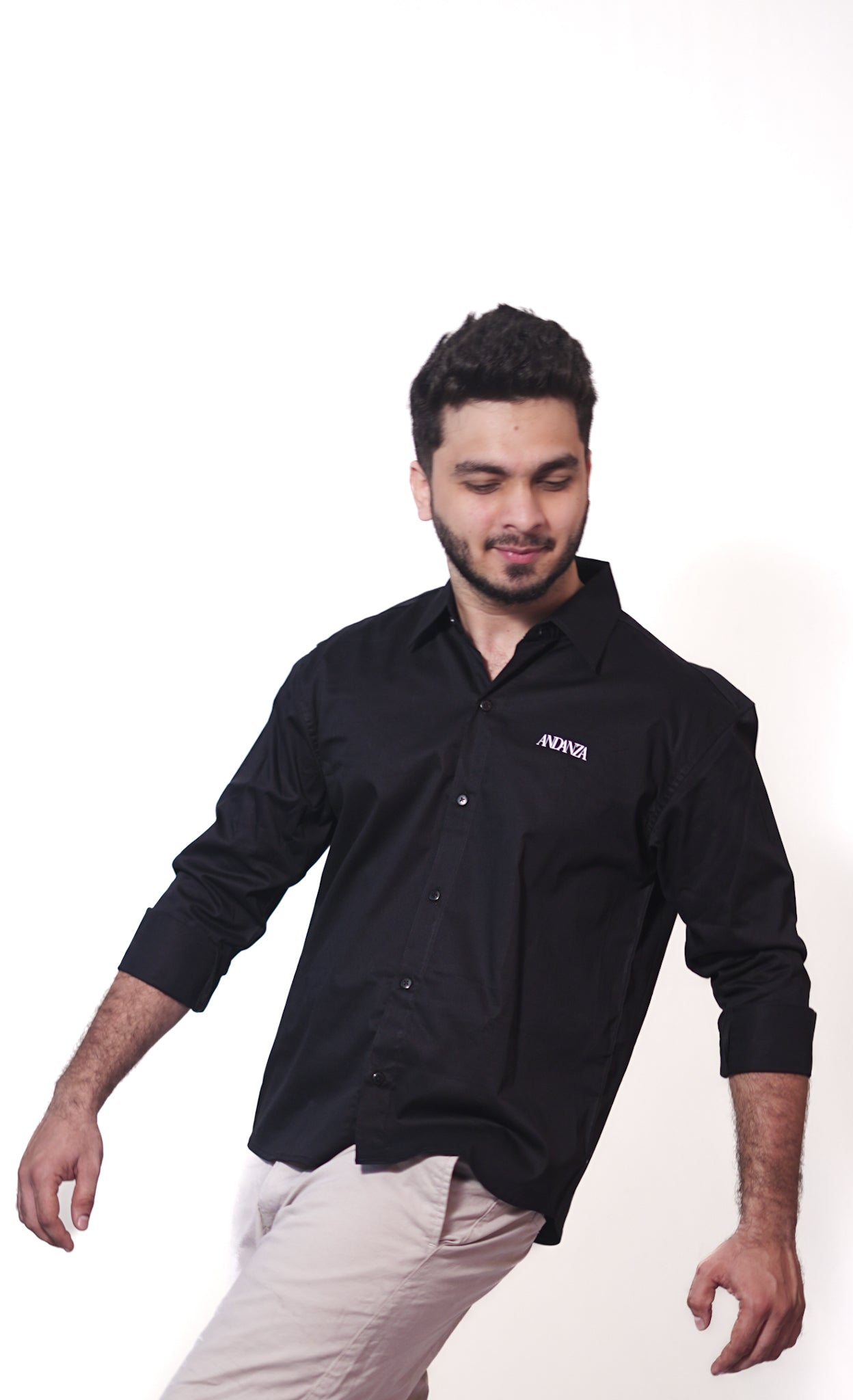 ORIGIN CODE – Black Twill Cotton Shirt | Relaxed Fit Premium Casualwear – ANDANZA