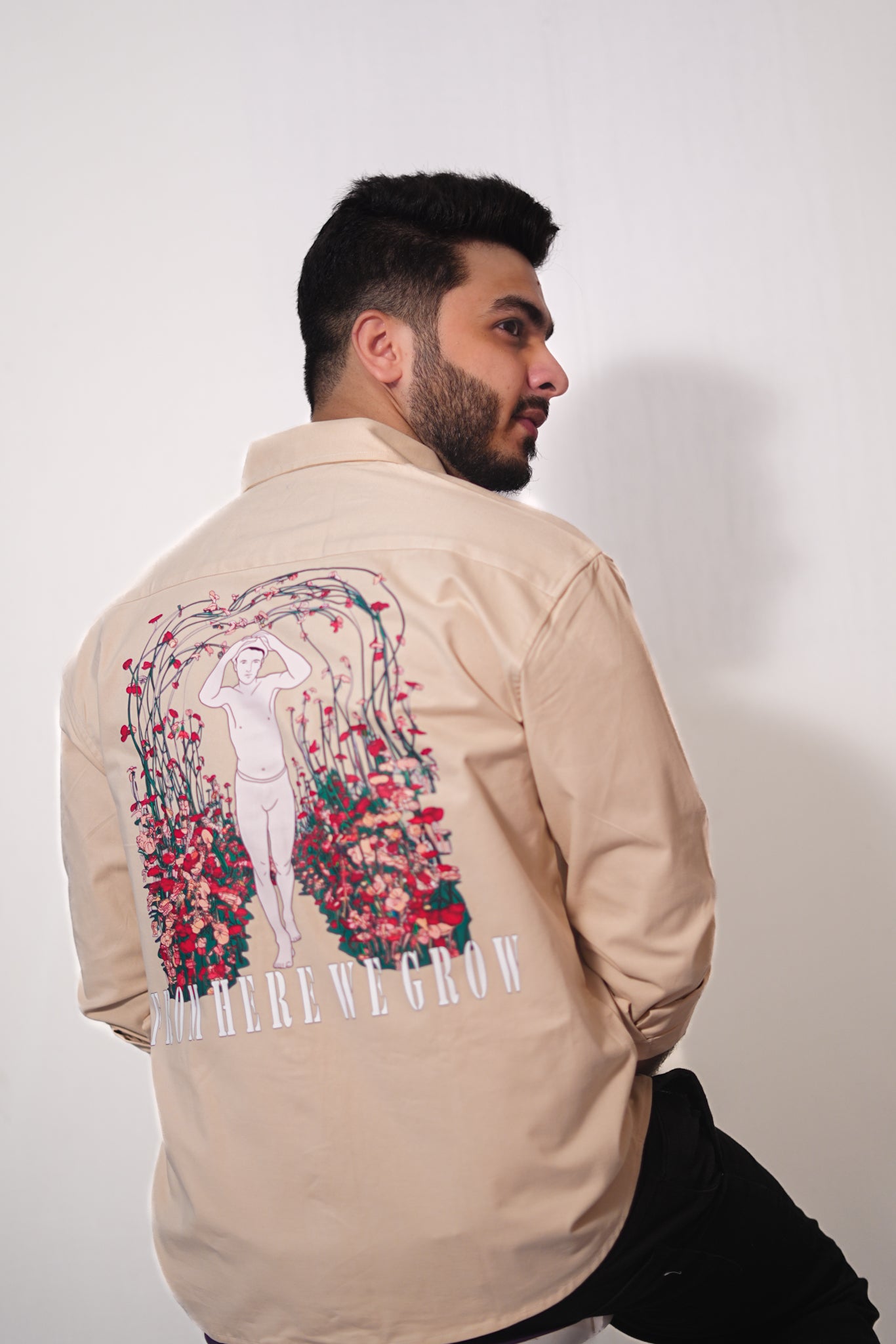 THE BECOMING – Beige Twill Cotton Shirt |  Relaxed Fit Premium Casualwear – ANDANZA